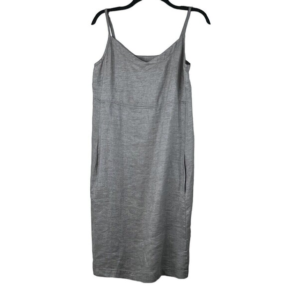 Eileen Fisher Dress Women Small Gray Sparkle Spaghetti Straps Linen Pockets - Picture 1 of 11